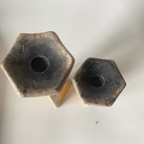 Vintage Raku Art Pottery Candlestick Holders, Set of 2 - Picture 5 of 14